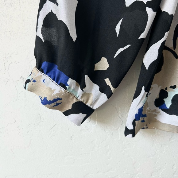 Liz Claiborne Blouse with built in Cami, Blue, Black and White, Size L - Picture 2 of 11